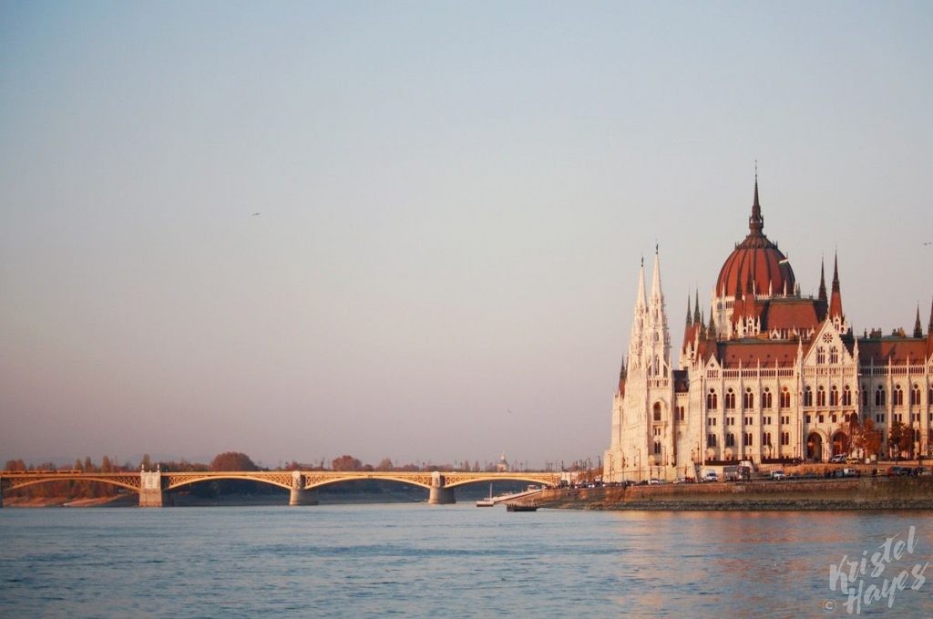 View of Margaret Island and the Hungarian Parliament at Sunset