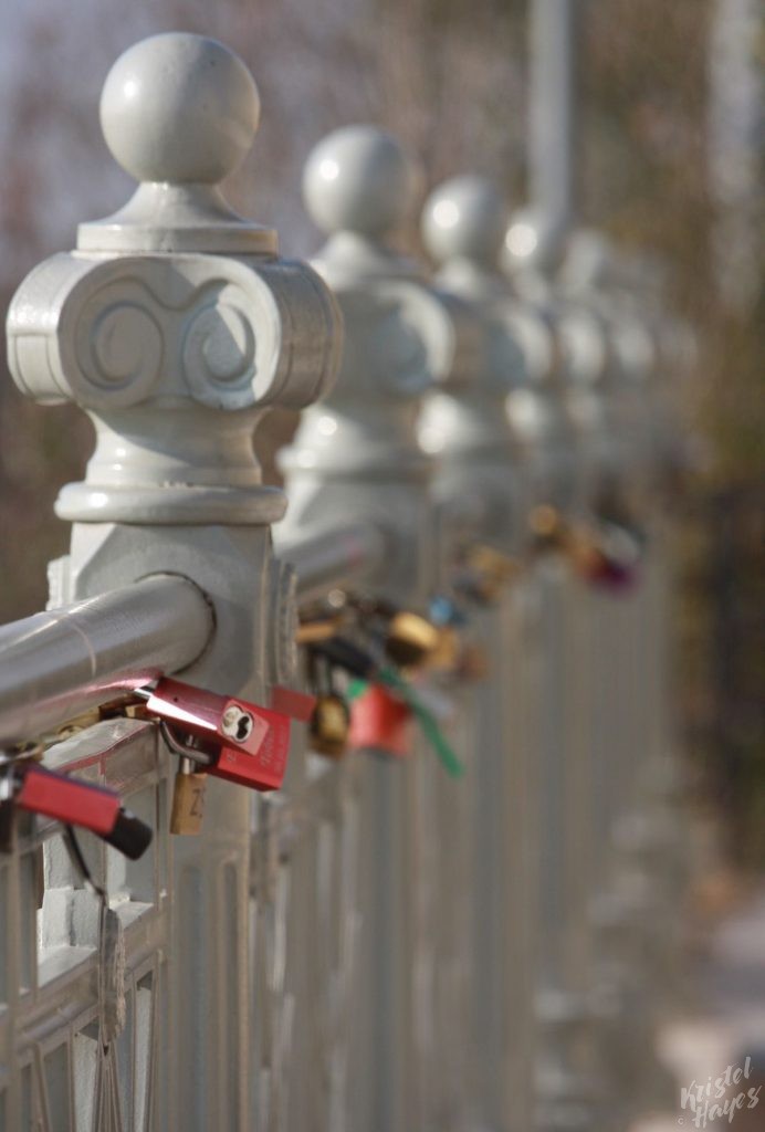 Locks on the Chain Bridge in Budapest